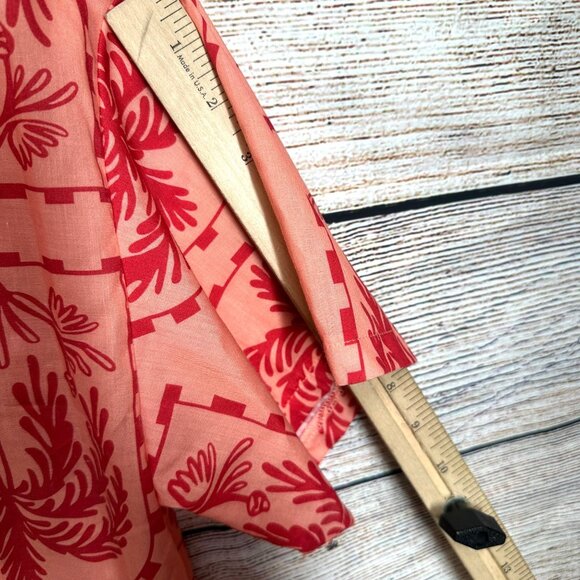 Petal & Pup Button-Up Shirt & Shorts Set Womens XS Peach Palms Taylor Cotton - Picture 6 of 16